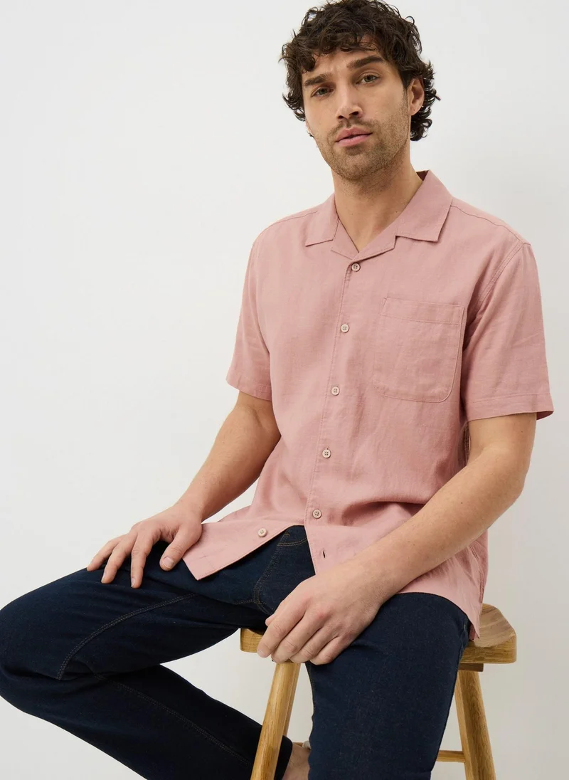 ماتلان Pink Linen Rich Short Sleeve Shirt